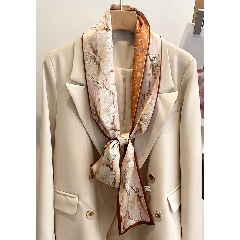 送料無料 男女兼用 リバシーブル 大輪の花×小紋柄入り ロングシンプルスカーフ/ヘアリボン　7122 | 