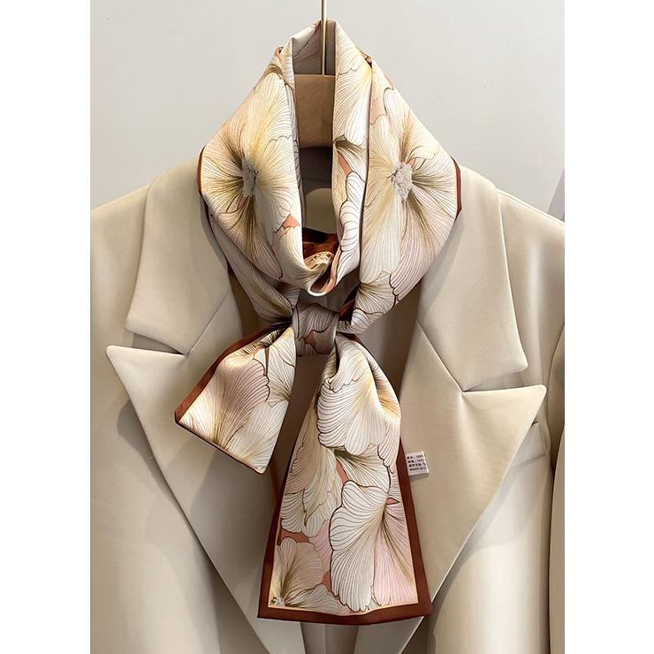 送料無料 男女兼用 リバシーブル 大輪の花×小紋柄入り ロングシンプルスカーフ/ヘアリボン　7122 |  | 01