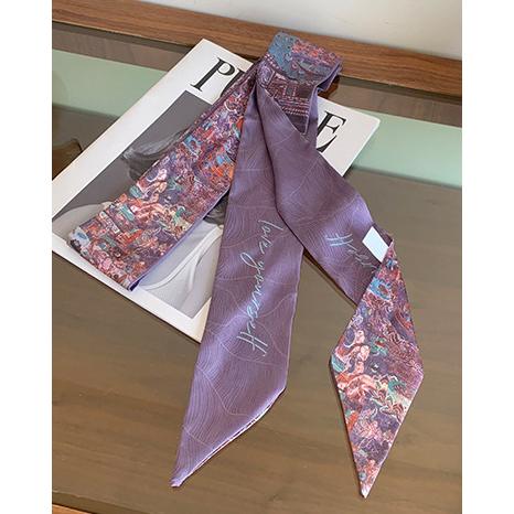 送料無料 【セール】男女兼用 フラワー柄入り リバシーブル ロングシンプルスカーフ/ヘアリボン　7977 |  | 03