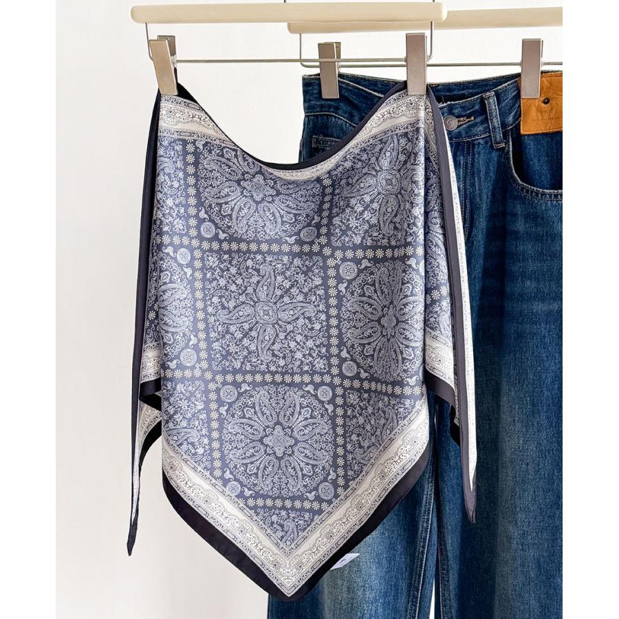 送料無料 男女兼用 三角形 シルクタッチ ペイズリー柄とバンダナパターン柄 スカーフ/ヘアリボン  8101a | 