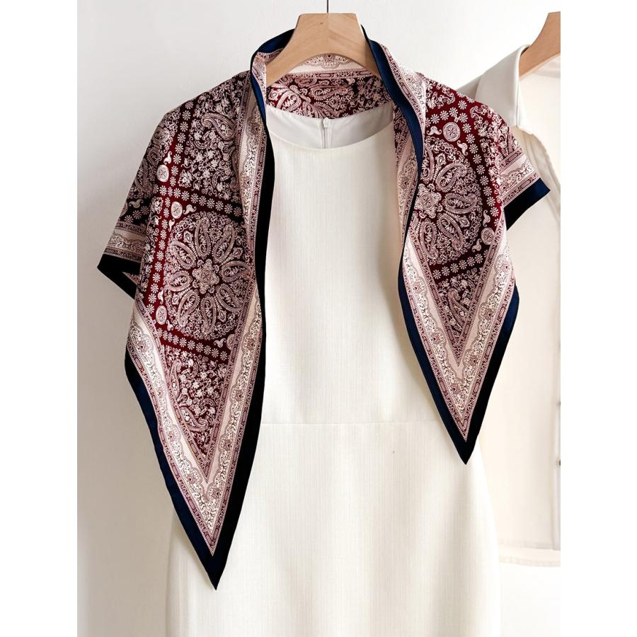 送料無料 男女兼用 三角形 シルクタッチ ペイズリー柄とバンダナパターン柄 スカーフ/ヘアリボン  8101b | 