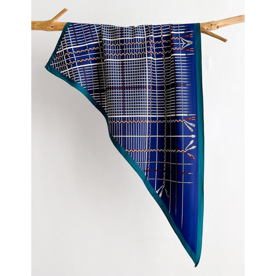 送料無料 男女兼用 三角形 シルクタッチ グラフチェック柄 スカーフ/ヘアリボン　8103a |  | 01