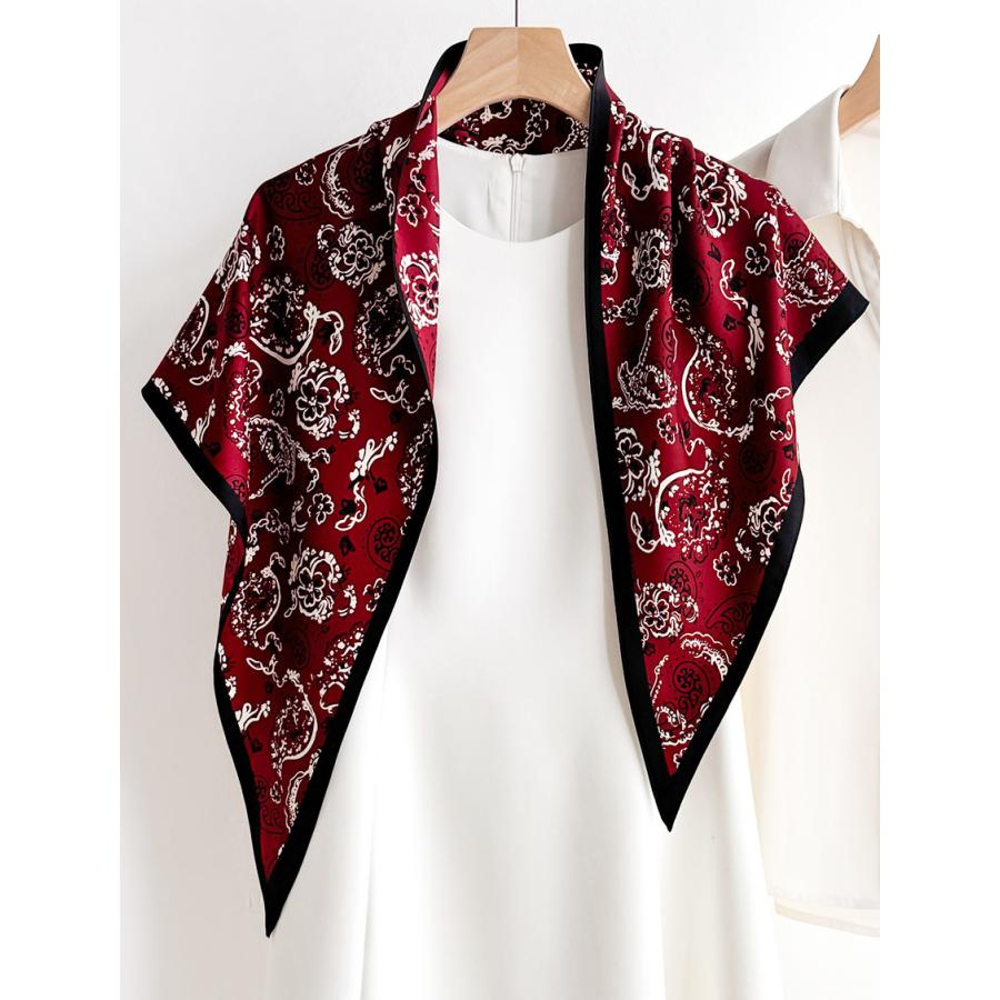 送料無料 男女兼用 三角形 シルクタッチ ヴィンテージ風 ペイズリー柄 スカーフ/ヘアリボン   8119a |  | 01