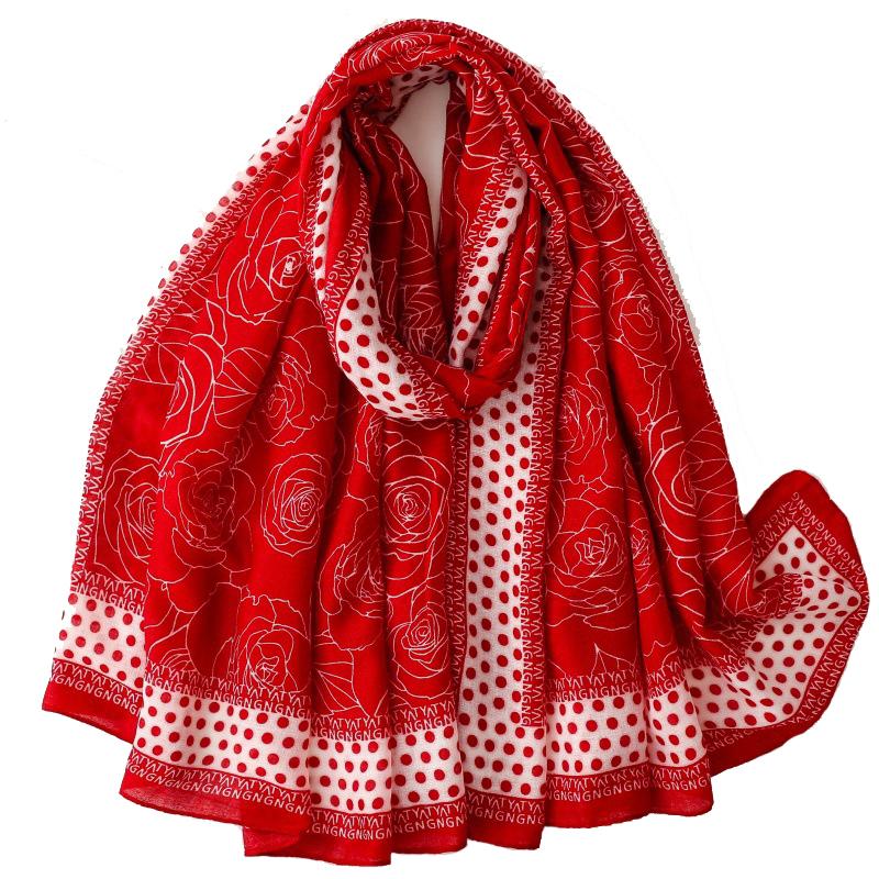 送料無料 男女兼用 大判薄型 ドット フラワー柄 ストール スカーフ　　90944c | 