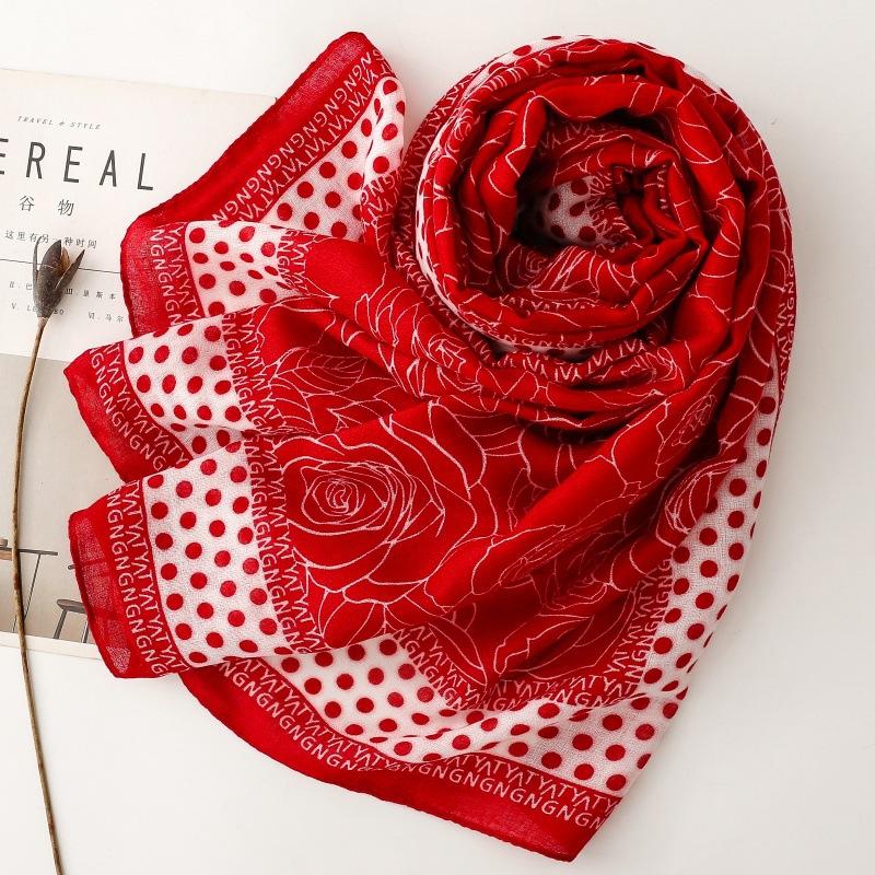 送料無料 男女兼用 大判薄型 ドット フラワー柄 ストール スカーフ　　90944c |  | 01