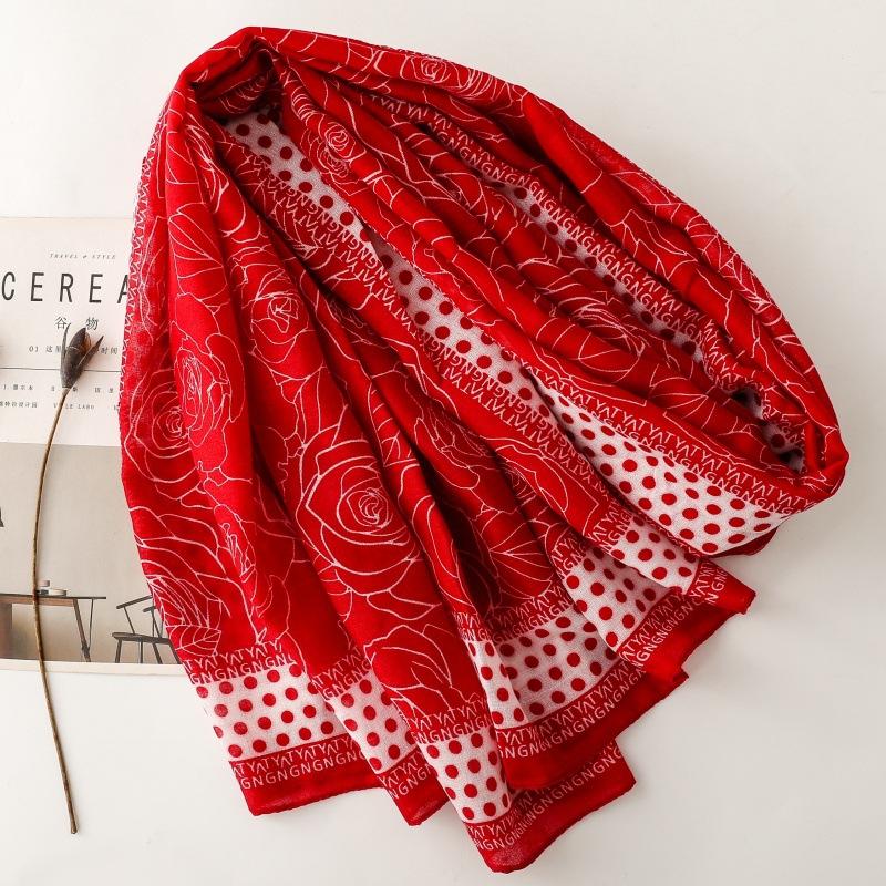 送料無料 男女兼用 大判薄型 ドット フラワー柄 ストール スカーフ　　90944c |  | 02