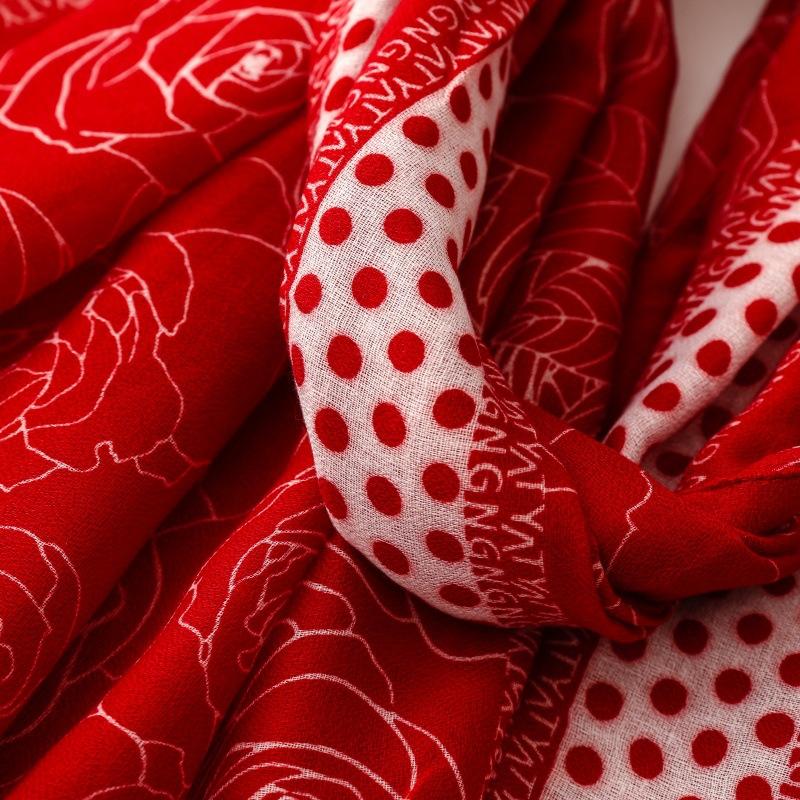 送料無料 男女兼用 大判薄型 ドット フラワー柄 ストール スカーフ　　90944c |  | 04