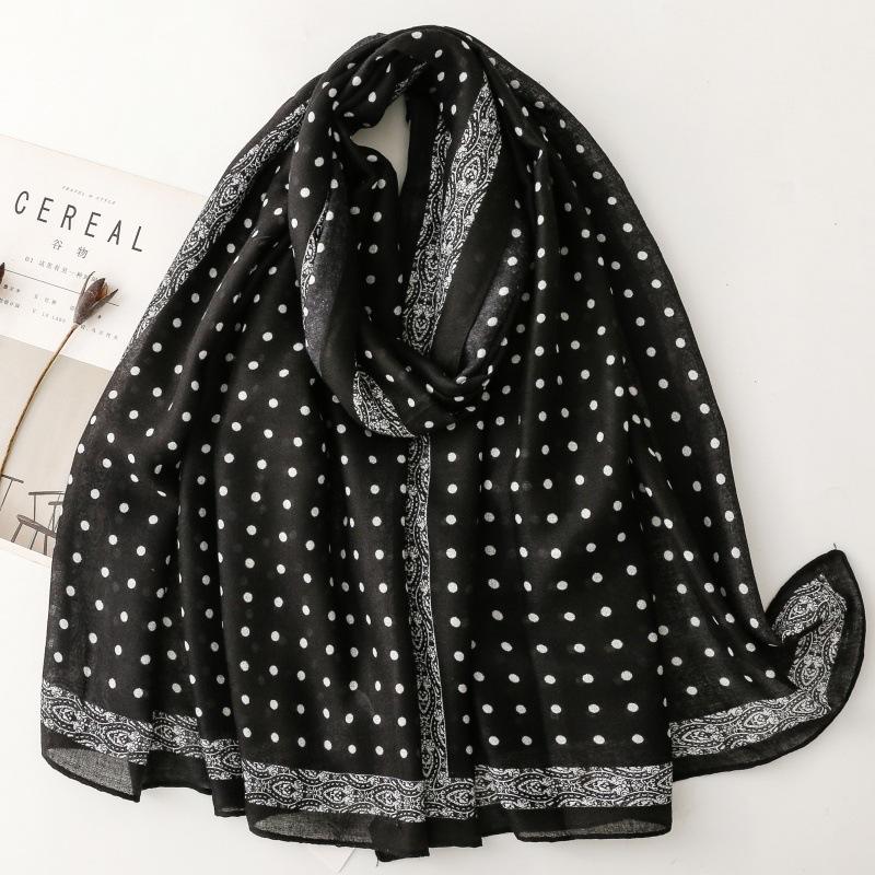 送料無料 男女兼用 大判薄型 水玉 ドット柄 ストール スカーフ 90953a