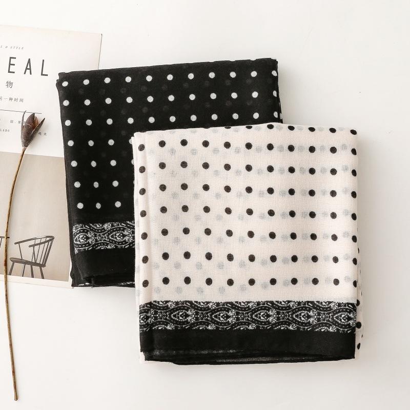 送料無料 男女兼用 大判薄型 水玉 ドット柄 ストール スカーフ 90953a