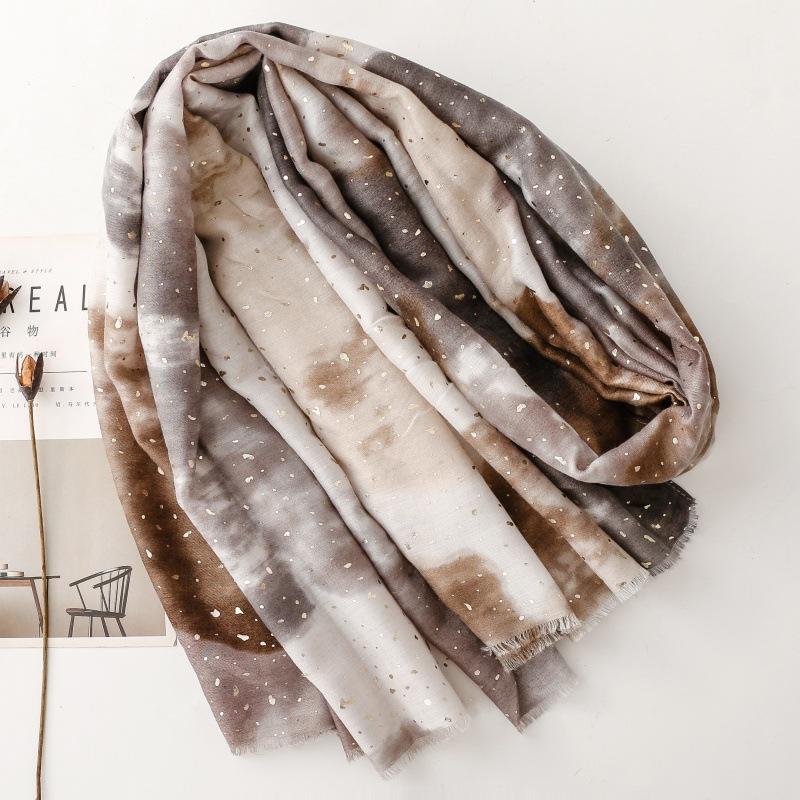 送料無料 男女兼用 大判薄型 金箔加工 幾何学柄 ストール スカーフ パレオ 　91108a |  | 02