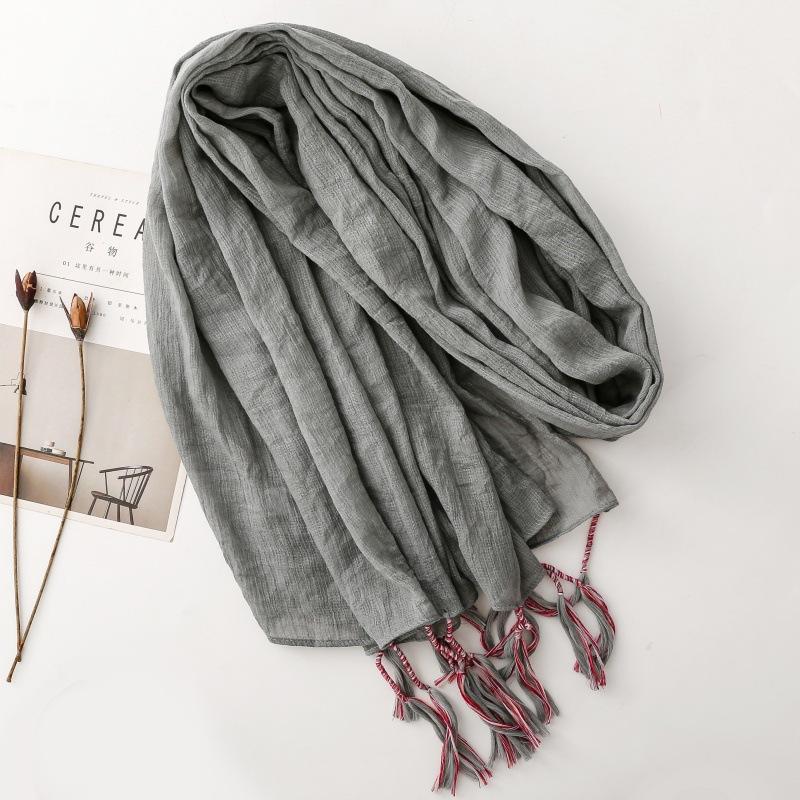 送料無料 男女兼用 大判薄型 無地 ロングフリンジ ストール スカーフ パレオ　　91110d |  | 02