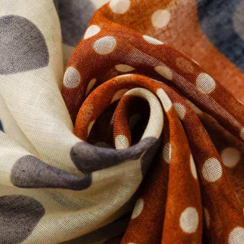 送料無料 男女兼用 大判薄型 タッセル付き 水玉 ドットパッチワーク柄 ストール スカーフ　91134 |  | 06