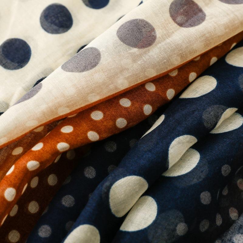 送料無料 男女兼用 大判薄型 タッセル付き 水玉 ドットパッチワーク柄 ストール スカーフ　91134 |  | 07