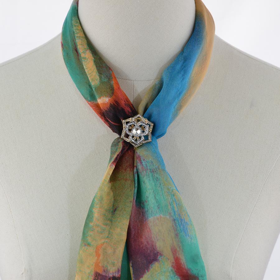 送料無料 華やかなフラワーデザインスカーフリング ブローチ 着物帯留め　b1319 |  | 01