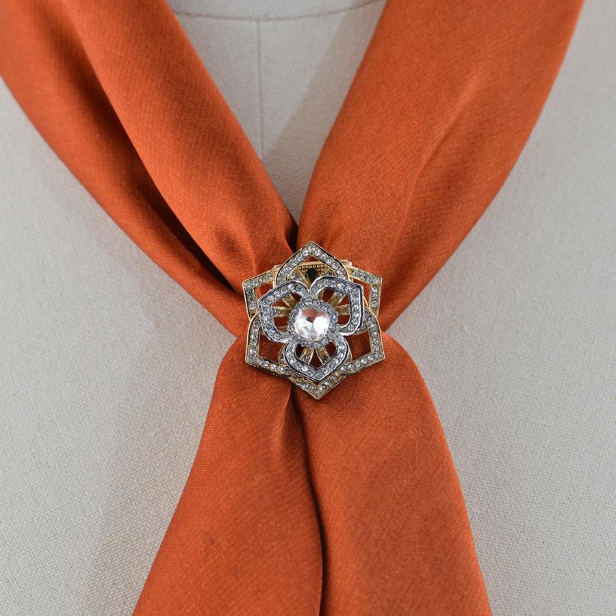 送料無料 華やかなフラワーデザインスカーフリング ブローチ 着物帯留め　b1319 |  | 02