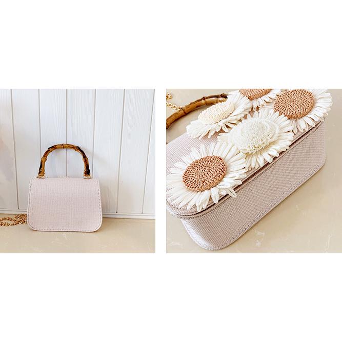 送料無料 レーディス 立体的な刺繍を施した花柄のバンブーハンドル 肩掛け ミニバッグ 　ba0613 |  | 02