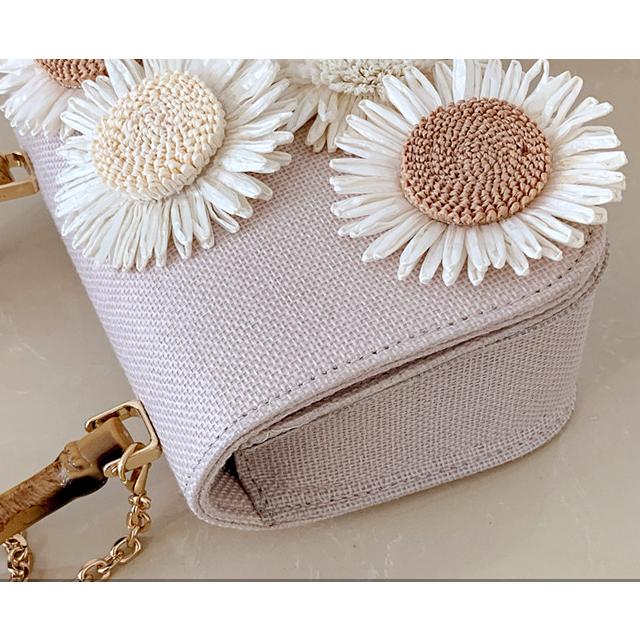 送料無料 レーディス 立体的な刺繍を施した花柄のバンブーハンドル 肩掛け ミニバッグ 　ba0613 |  | 05