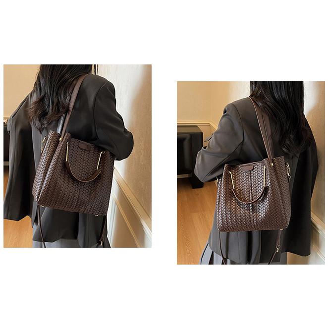 送料無料 レーディス レザー編み込みバケットバッグ 肩掛け トートバッグ 　ba0627 |  | 10