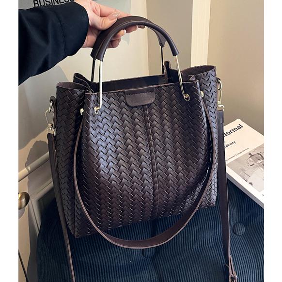 送料無料 レーディス レザー編み込みバケットバッグ 肩掛け トートバッグ 　ba0627 |  | 06