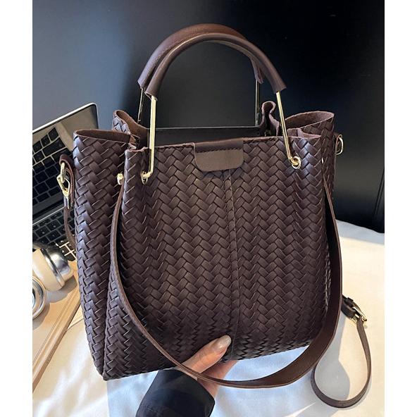 送料無料 レーディス レザー編み込みバケットバッグ 肩掛け トートバッグ 　ba0627 |  | 07