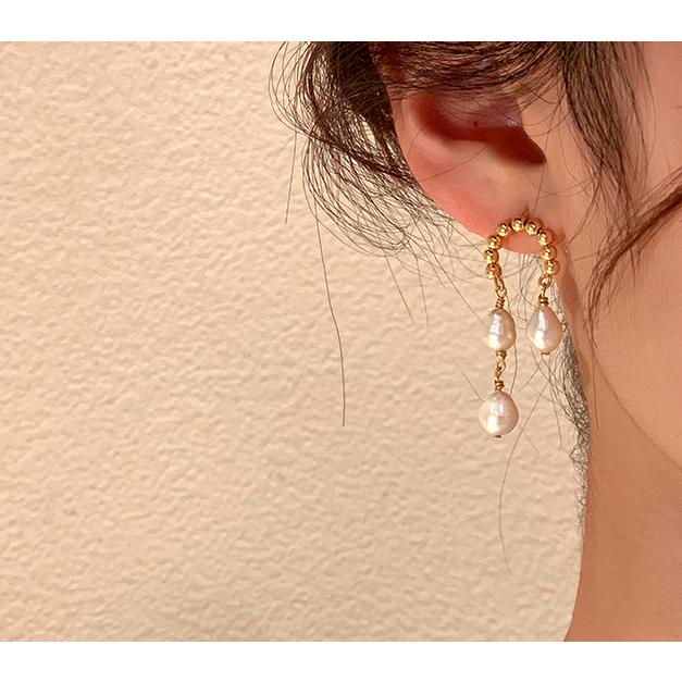 送料無料 レーディス ゆらゆら パール付き デザインイヤリング　　e006b |  | 03