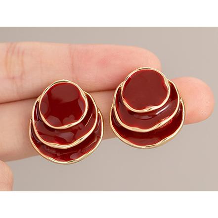 送料無料 レーディス エレガント 幾何学重ね円形 デザイン イヤリング   e01001b |  | 01