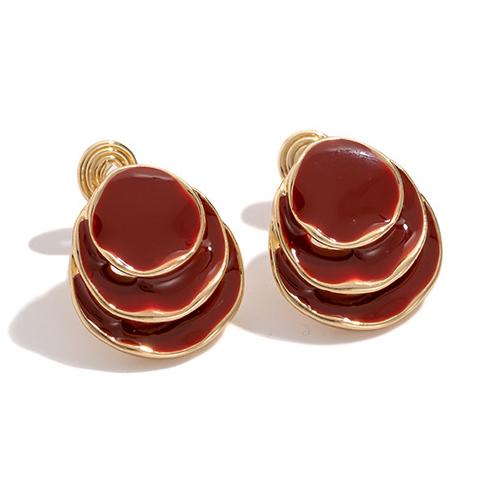 送料無料 レーディス エレガント 幾何学重ね円形 デザイン イヤリング   e01001b |  | 02