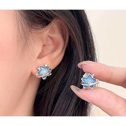 送料無料 レーディス エレガント ブルー星 デザインイヤリング    e01005b |  | 04