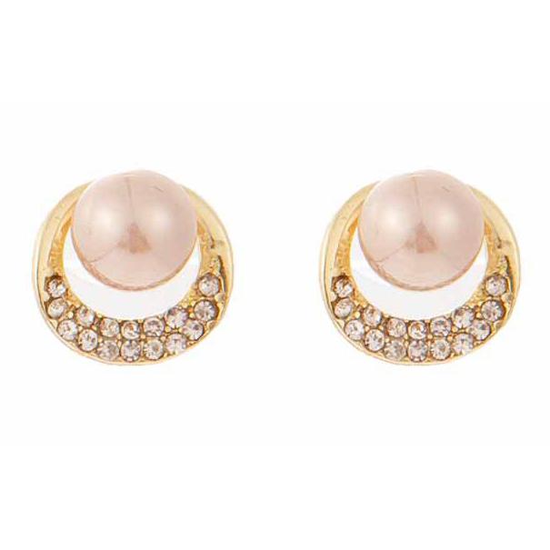 送料無料 レーディス エレガント パール付き円形 デザイン ピアス イヤリング　e0112 | 