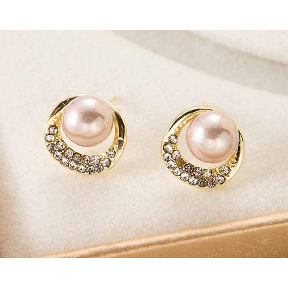 送料無料 レーディス エレガント パール付き円形 デザイン ピアス イヤリング　e0112 |  | 02