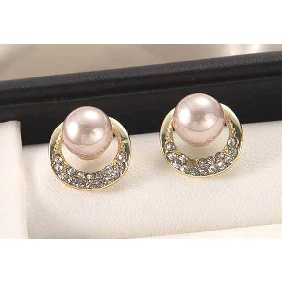 送料無料 レーディス エレガント パール付き円形 デザイン ピアス イヤリング　e0112 |  | 03