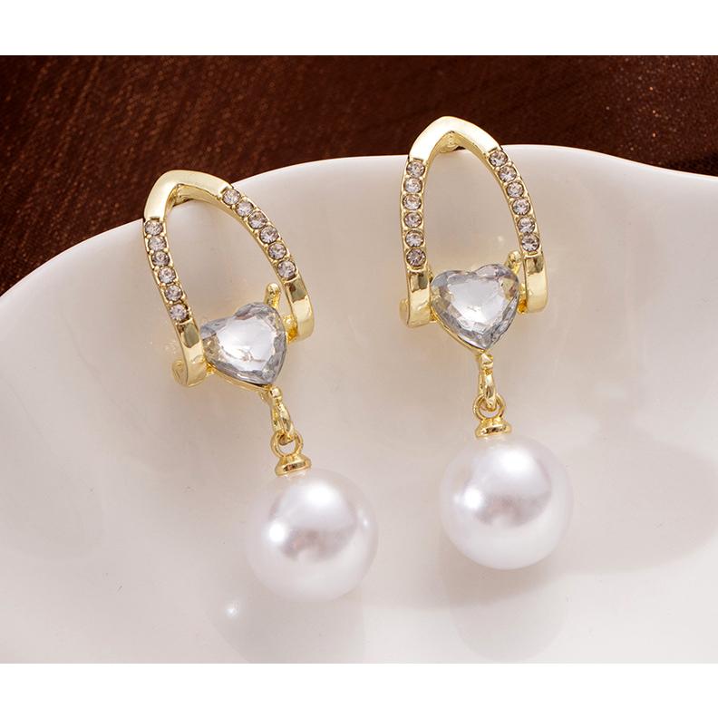 送料無料 レーディス ゆらゆら ハート パール付きデザイン ピアス　　e0132 |  | 03