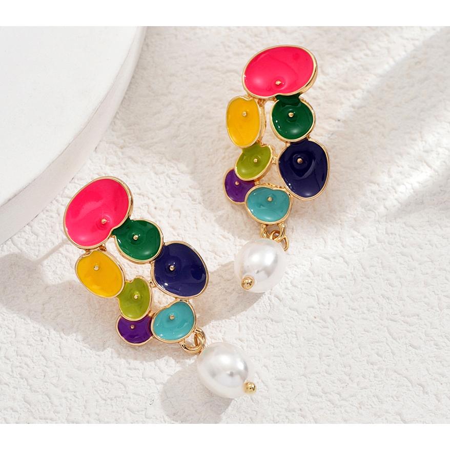 送料無料 レーディス ゆらゆら カラフル花びら デザイン ピアス 　e0161 |  | 02