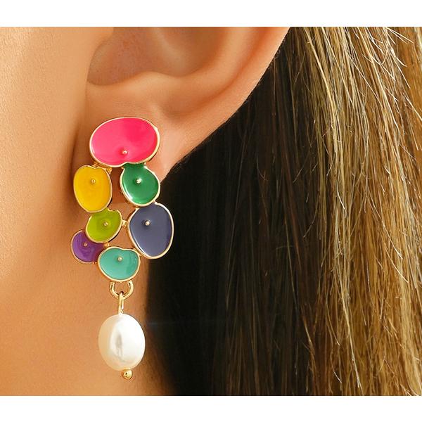 送料無料 レーディス ゆらゆら カラフル花びら デザイン ピアス 　e0161 |  | 03