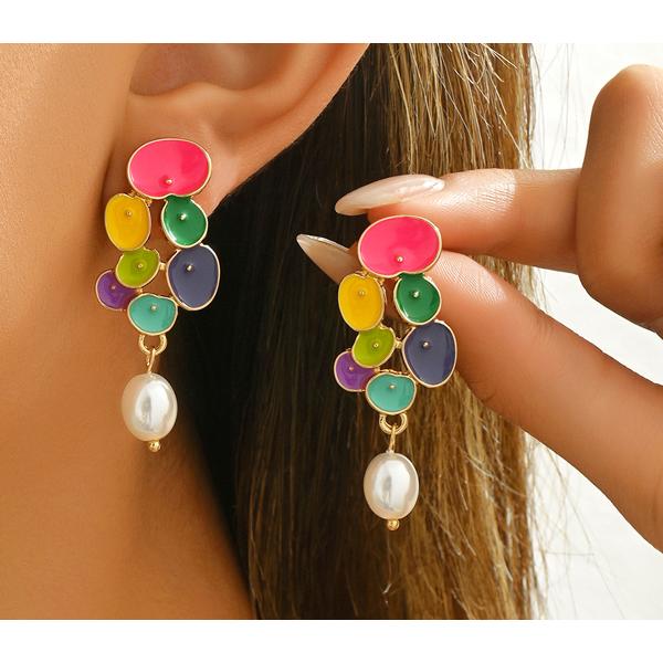 送料無料 レーディス ゆらゆら カラフル花びら デザイン ピアス 　e0161 |  | 04