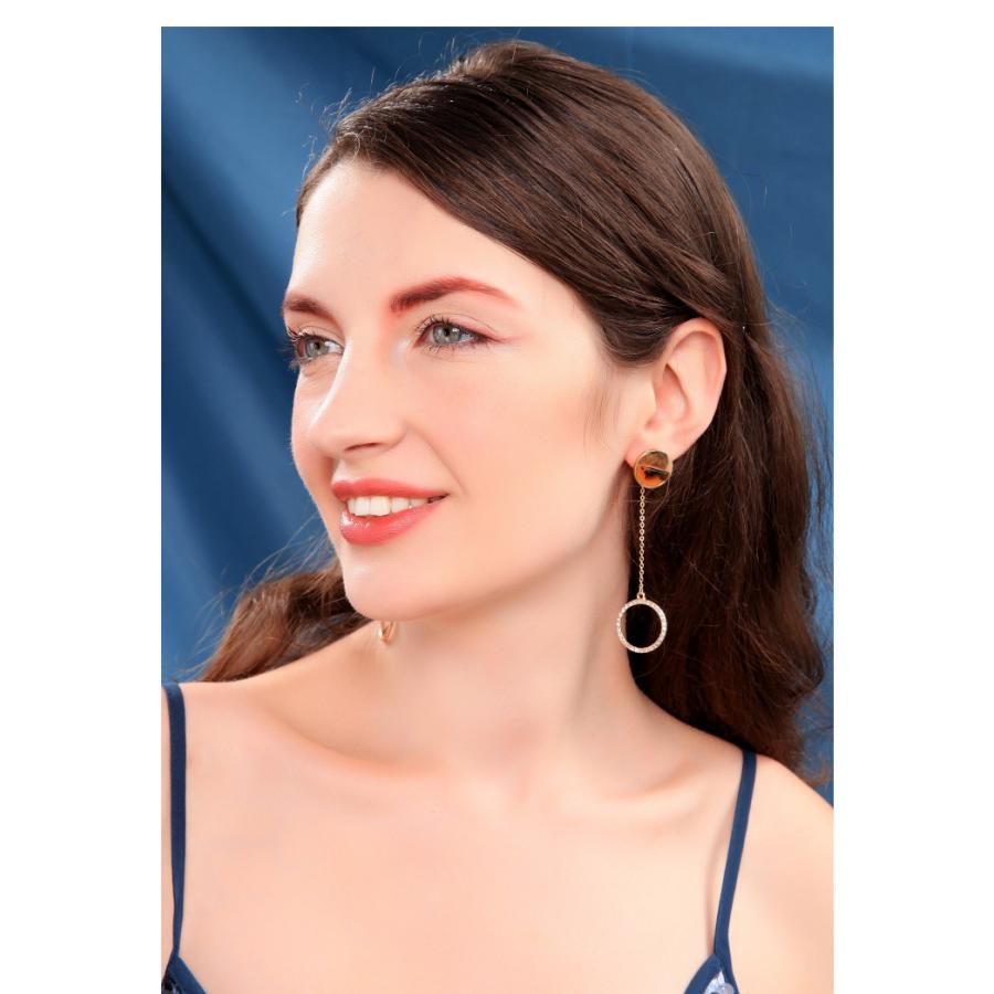 送料無料 レーディス エレガント 琥珀風 湾曲 デザイン ピアス 　e0203 |  | 07