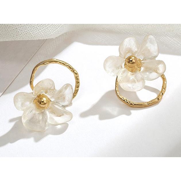 送料無料 レーディス エレガント 2way リングとフラワー デザイン ピアス 　　e0225 |  | 01