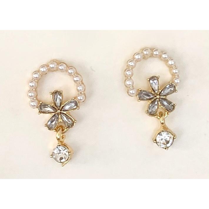 送料無料 レーディス ゆらゆら 円形 フラワー デザインイヤリング  　e023b | 