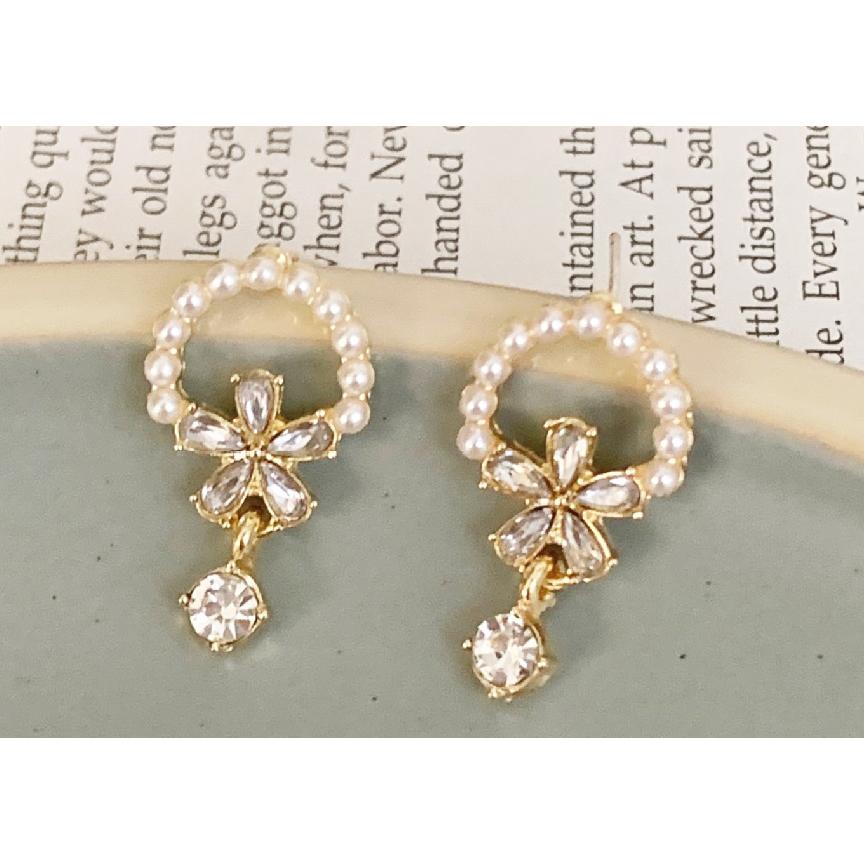 送料無料 レーディス ゆらゆら 円形 フラワー デザインイヤリング  　e023b |  | 02