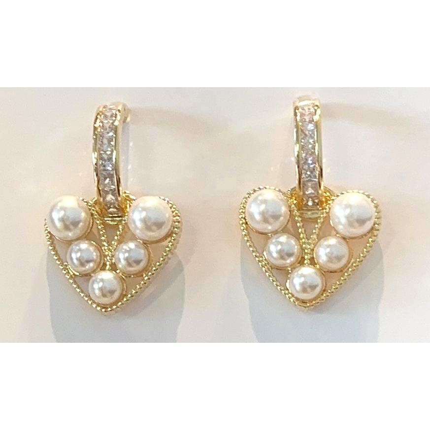送料無料 レーディス ゆらゆら ゴージャス パール ハート デザインピアス　e025 | 
