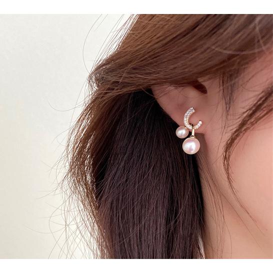 送料無料 レーディス エレガント ダブルパール デザインピアス　e038 |  | 03