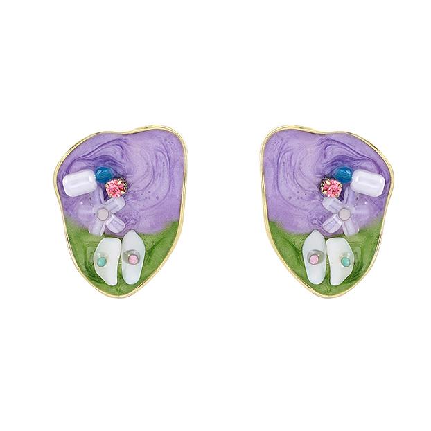 送料無料 レーディス エレガント 不規則 ビーズフラワー　デザイン ピアス　　e050 | 