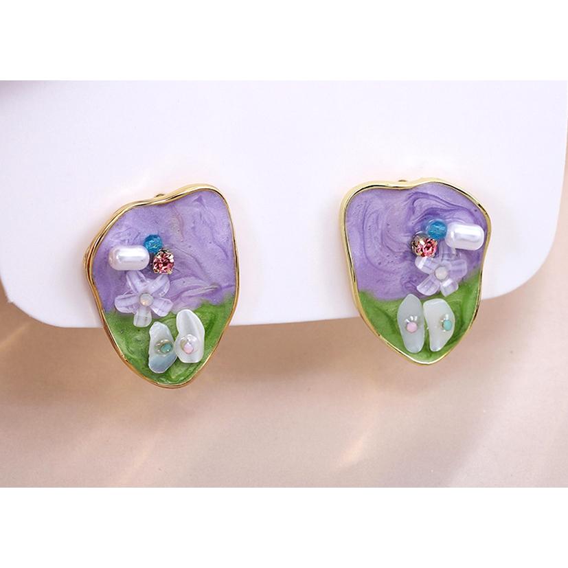 送料無料 レーディス エレガント 不規則 ビーズフラワー　デザイン ピアス　　e050 |  | 01