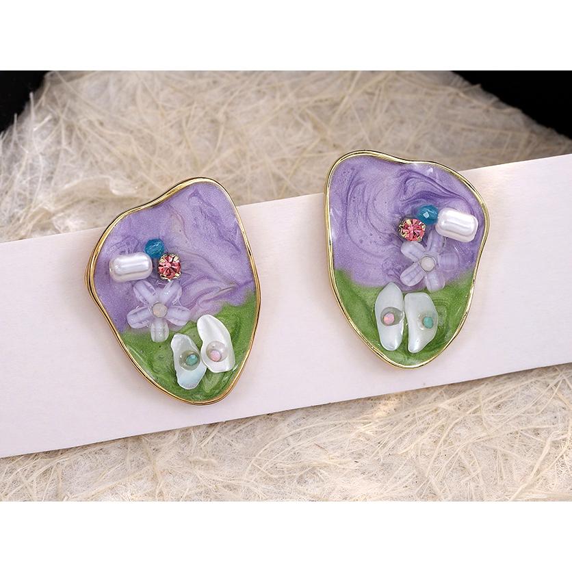 送料無料 レーディス エレガント 不規則 ビーズフラワー　デザイン ピアス　　e050 |  | 02