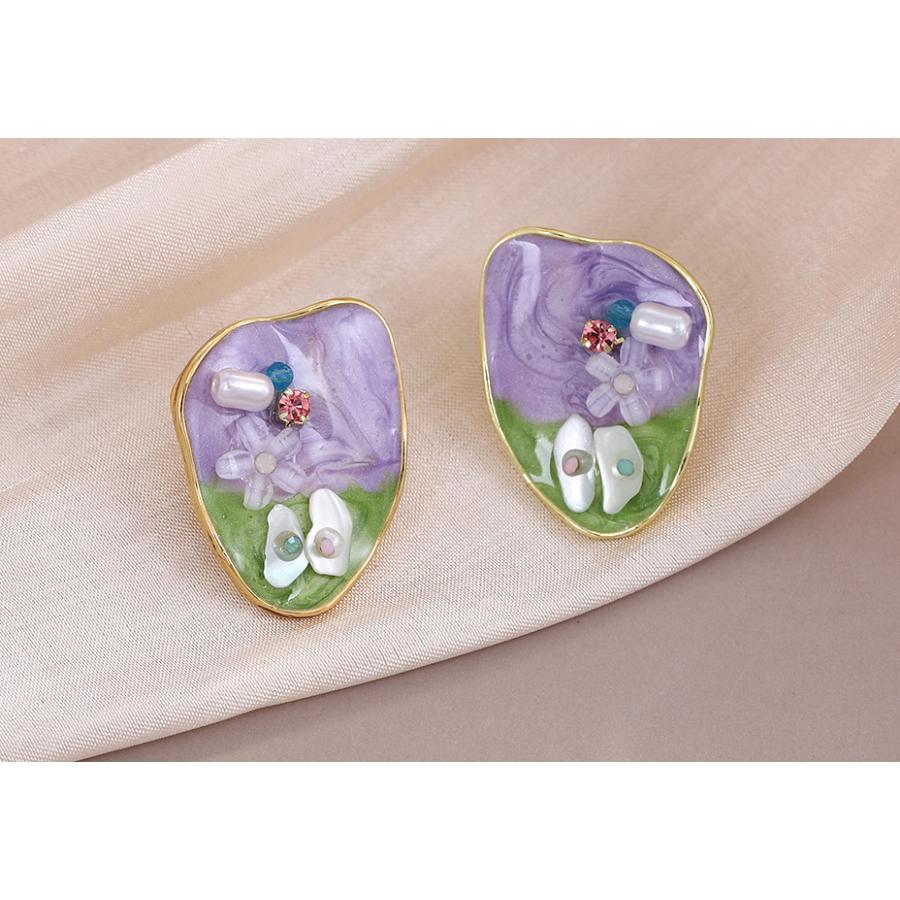 送料無料 レーディス エレガント 不規則 ビーズフラワー　デザイン ピアス　　e050 |  | 04