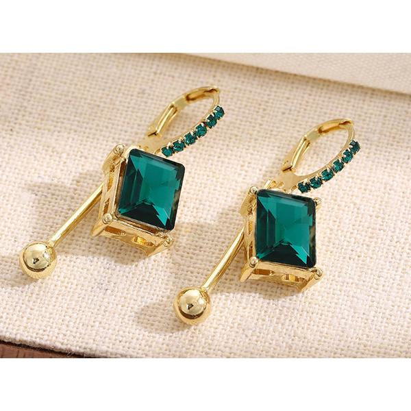 送料無料 レーディス エレガントな 幾何学 グリーンスクエア デザイン ピアス　　e060 |  | 03