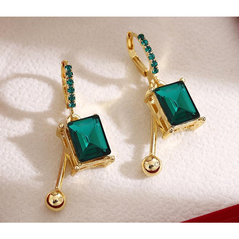 送料無料 レーディス エレガントな 幾何学 グリーンスクエア デザイン ピアス　　e060 |  | 04