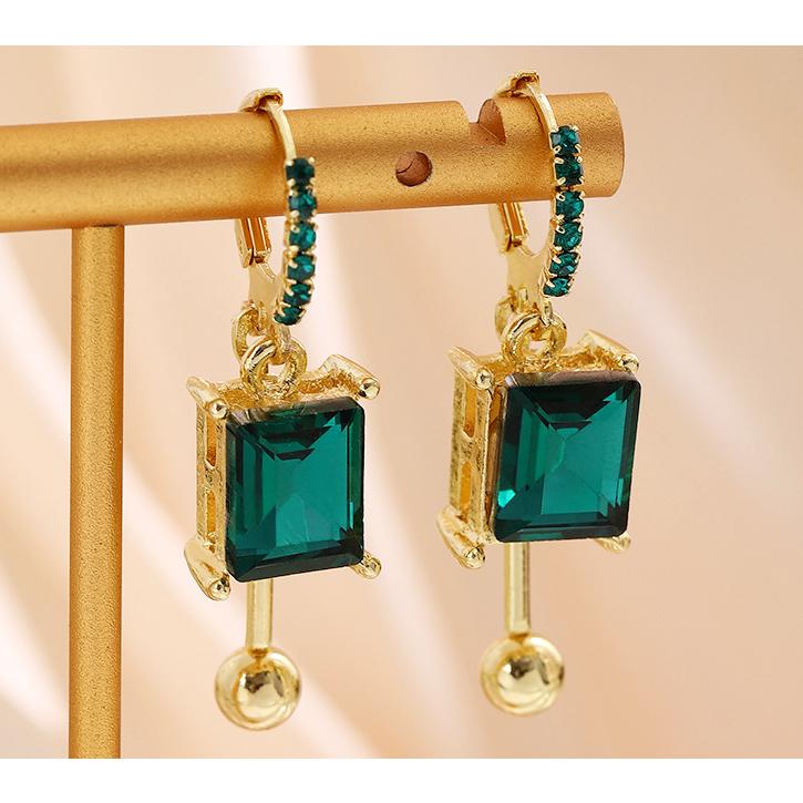 送料無料 レーディス エレガントな 幾何学 グリーンスクエア デザイン ピアス　　e060 |  | 05