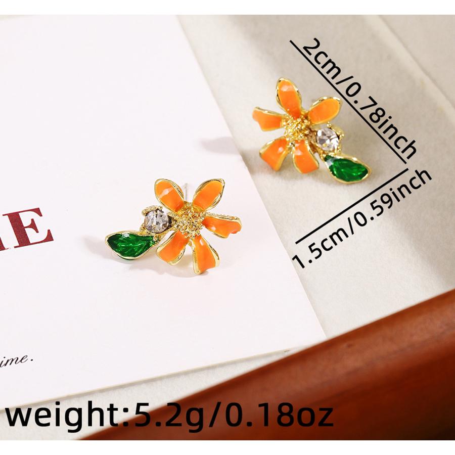 送料無料 レーディス エレガント オレンジフラワー デザイン ピアス　　e063 |  | 02