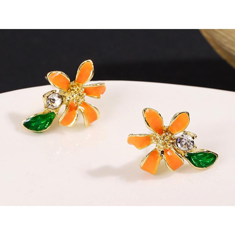 送料無料 レーディス エレガント オレンジフラワー デザイン ピアス　　e063 |  | 04